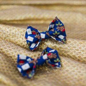 Blue Christmas Robin Bow Hair Clip