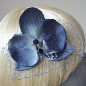 Blue Orchid Flower Hair Comb detail2