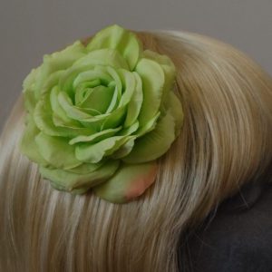 Green Rose Hair Clip detail
