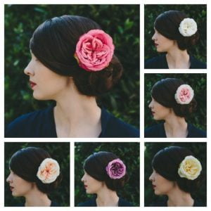 Hot Pink Rose Hair Clip collage