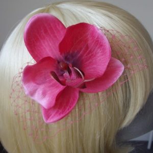 Hot Pink Orchid Flower Hair Comb detail2