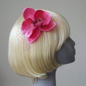 Hot Pink Orchid Flower Hair Comb