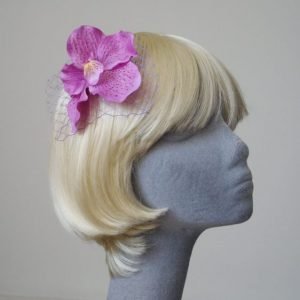 Lilac Orchid Flower Hair Comb angle