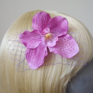 Lilac Orchid Flower Hair Comb detail2