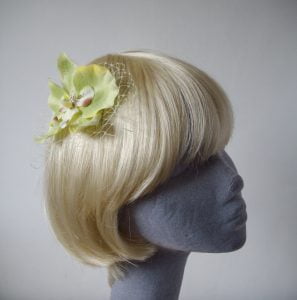 Green Orchid Flower Hair Comb angle