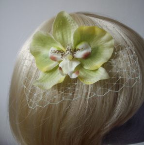 Green Orchid Flower Hair Comb detail2