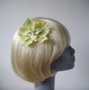 Green Orchid Flower Hair Comb
