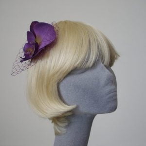 Purple Green Orchid Flower Hair Comb angle