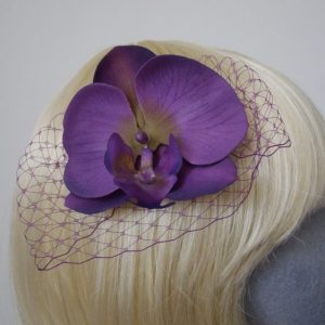 Purple Green Orchid Flower Hair Comb detail2