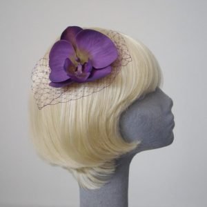 Purple Green Orchid Flower Hair Comb