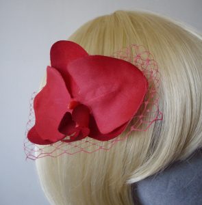 Raspberry Pink Orchid Flower Hair Comb detail