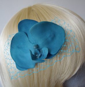 Turquoise Orchid Floral Hair Comb detail2