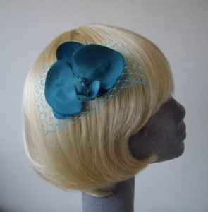 Turquoise Orchid Floral Hair Comb