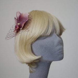 Damson Purple Orchid Flower Hair Comb angle