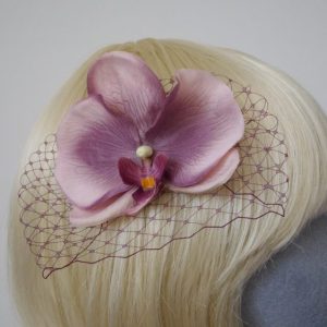 Damson Purple Orchid Flower Hair Comb detail2