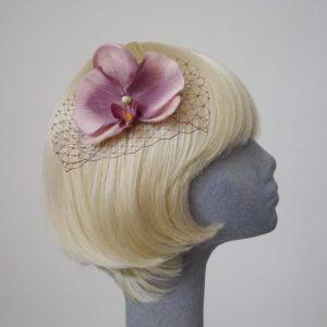 Damson Purple Orchid Flower Hair Comb