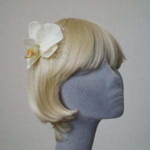Ivory Orchid Flower Hair Comb angle