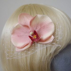Pale Pink Orchid Flower Hair Comb detail2