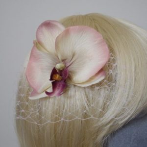 Purple Shaded Orchid Flower Hair Comb detail