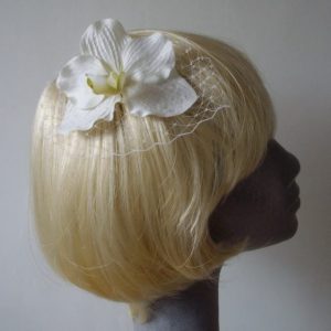 White Orchid Flower Hair Comb