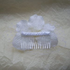 White Orchid Flower Hair Comb back