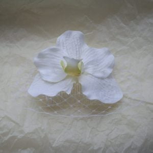 White Orchid Flower Hair Comb front