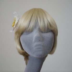White Yellow Orchid Flower Hair Comb front