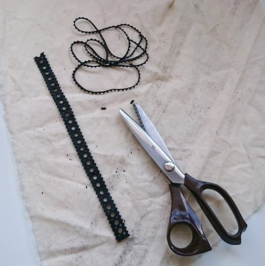 Using pinking shears with leather