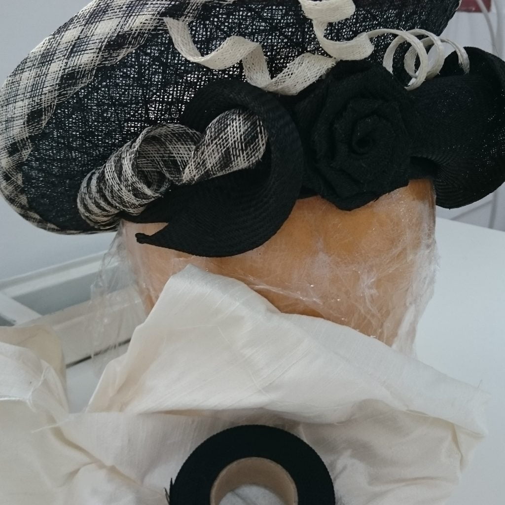 Work in Progress photo of hat made for the Woven Exhibition 2016