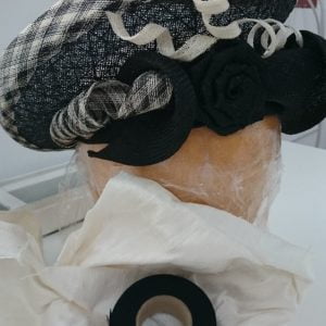 Work in Progress photo of hat made for the Woven Exhibition 2016