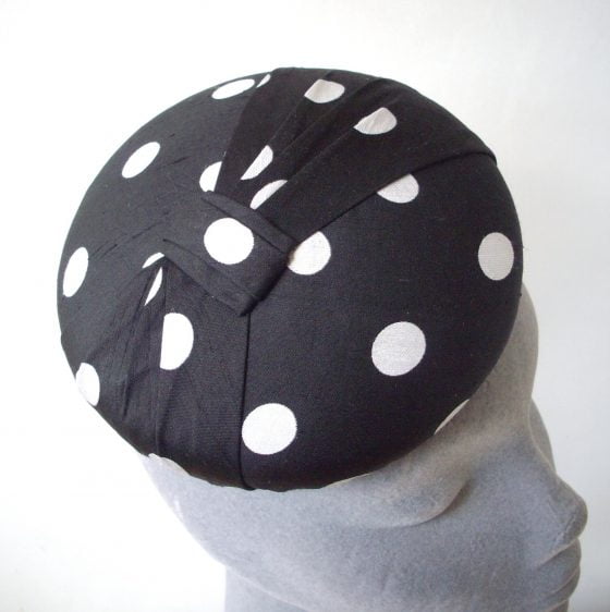 Bespoke Small Hat by Imogen's Imagination, Polka Dot Silk Button Hat