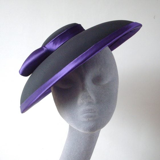 Bespoke Black Mushroom Brimmed Hat with Bow