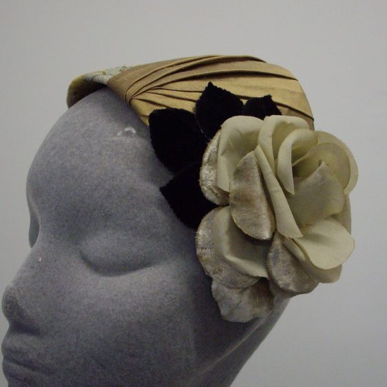 Gold Brocade and Silk Pleated Half Hat, Bespoke Small Hat by Imogen's Imagination