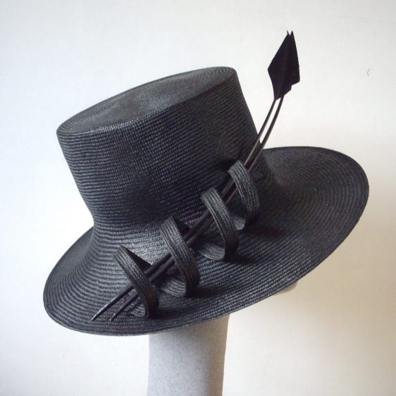 Black Straw Reworked Hat - Before