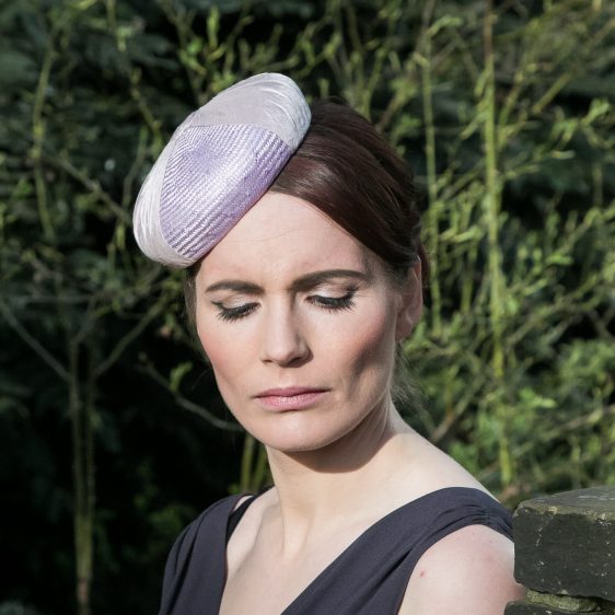 Lilac Straw and Silk Button Hat