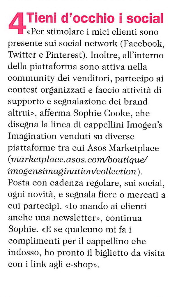 Imogen's Imagination Italian Cosmopolitan Press Feature in 2012