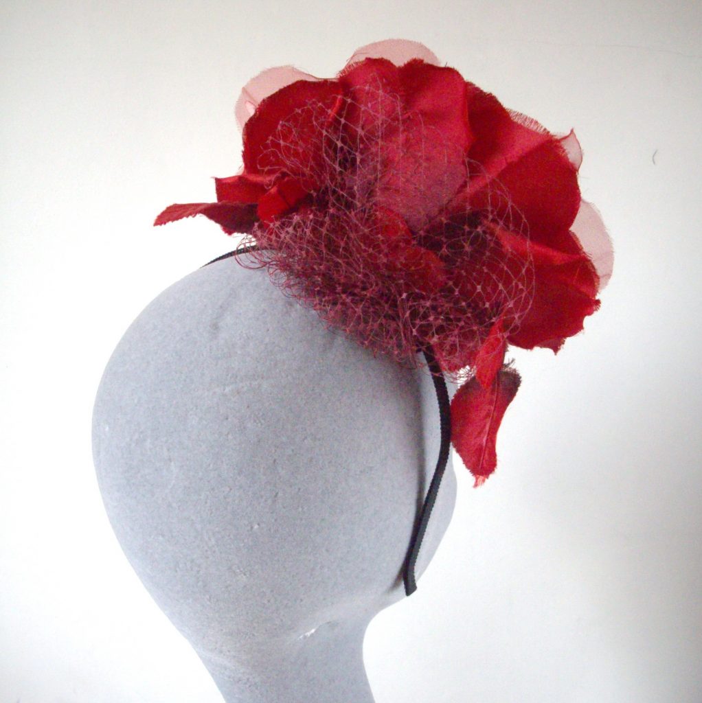 Red Flower and Hummingbird Fascinator