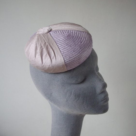 Lilac Straw and Silk Button Hat