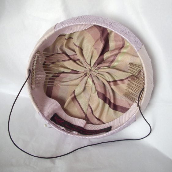 Lilac Straw and Silk Button Hat