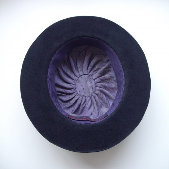 Bespoke Brimmed Hat by Imogen's Imagination, Navy Suede Felt Boater