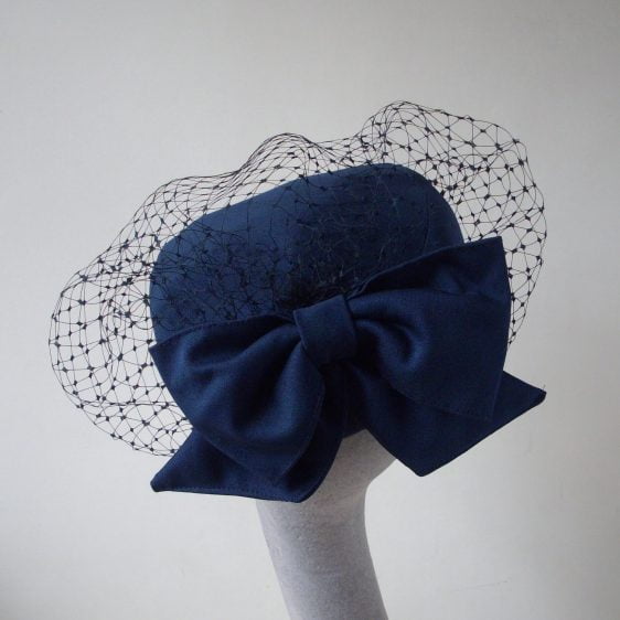 Navy Vintage Hat Re-Trimmed with a Veil