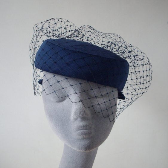 Retrimmed Hats by Imogen's Imagination Navy Vintage Hat with a New Veil