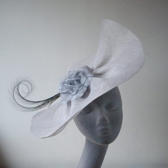 Bespoke Grey Sinamay Bias Brimmed Hat