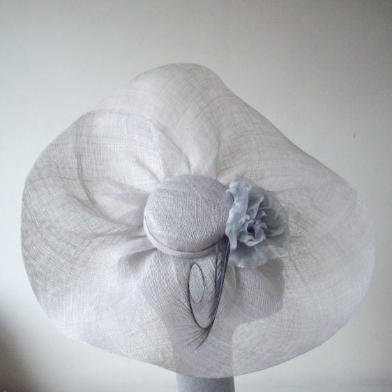 Bespoke Grey Sinamay Bias Brimmed Hat