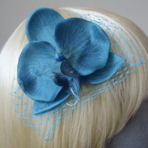 Turquoise Orchid Flower Hair Comb