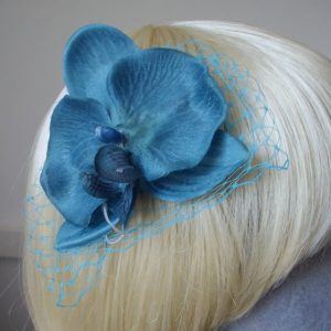 Turquoise Orchid Flower Hair Comb