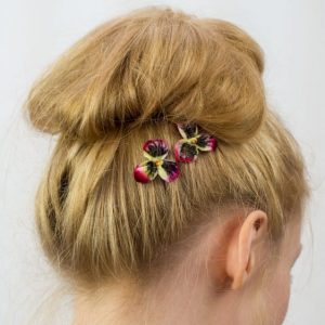 Red Pansy Flower Hair Clips