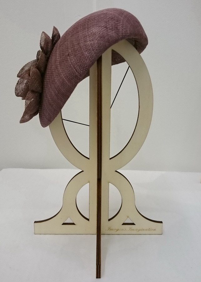 Taupe Sinamay Sloped Beret for Hatstock - front
