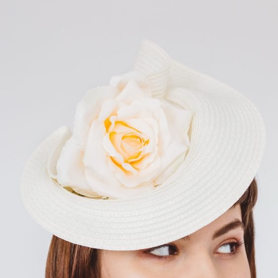 Ivory Percher Hat with Rose Flower
