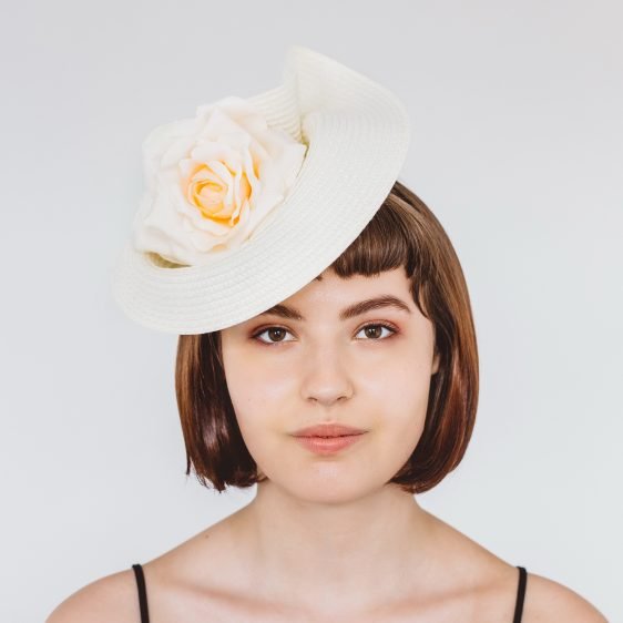 Ivory Percher Hat with Rose Flower